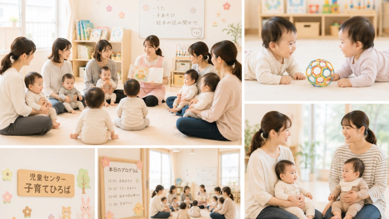 児童センターの子育てひろばで遊ぶ親子